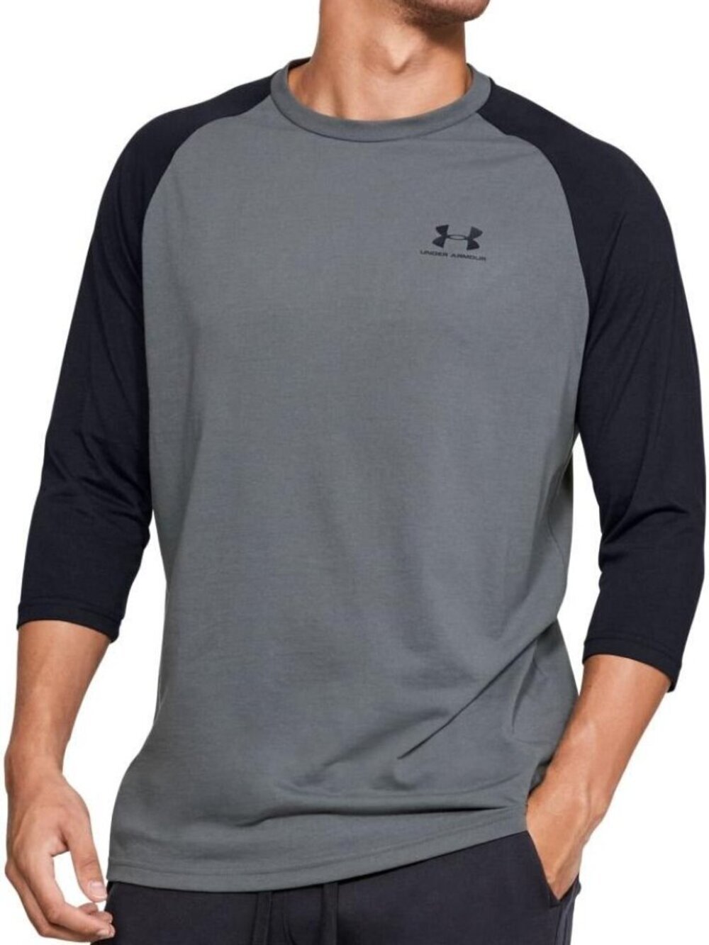 Under Armour Sportstyle 3/4 Sleeve Raglan Tee M Gray Black